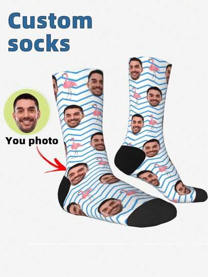 Customizable Face Print Socks, Men's Custom Socks, Face Socks, Valentine's Day Gift, Funny Socks, Gift For Husband, Customizable Face Socks