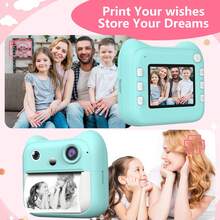 儿童即时打印相机，配备32G SD卡，支持1080P视频录制，是圣诞节和生日的理想礼物，适合4-12岁的男孩女孩，非常适合世界杯、情人节、新年、开斋节、生日、派对等场合。 - 彩色 - 查看 4