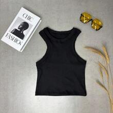 Regata Feminina Canelada Ribana Blusa Croppet Basica Flow