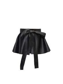 Nuevo cinturón de diseño francés con volantes en capas y lazo en la cintura, elegante para faldas, color negro