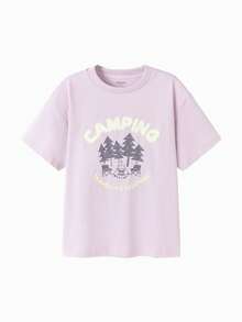 Balabala Children's Short Sleeve T-Shirt Boys/Girls 2025 New Summer Moisture-Wicking Quick-Dry Parent-Child Top - Pink Purple - View 4