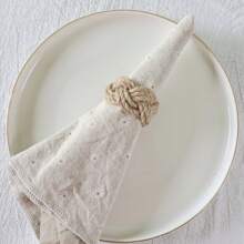 Macrame Jute Rope Napkin Holder Ring Garland Farmhouse Rustic Country Decor , Prayer Wall Hanging Decor Napkin Rings Weddings Home Decor, Wooden Ring Napkin Rings For Table Decor, Easter Farmhouse Napkins Rings For Boho Table Decor, Spring Banquet, Wedding, Holiday Dinner Party