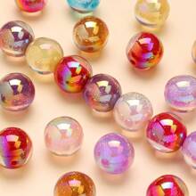 10-50pcs UV Electroplated Beads 8/16mm Mermaid Starry Sky Fine Glitter Round Beads For Bracelet Necklace DIY Jewelry Making, Phone Chain, Bag Chain, Keychain, Jewelry Accessories