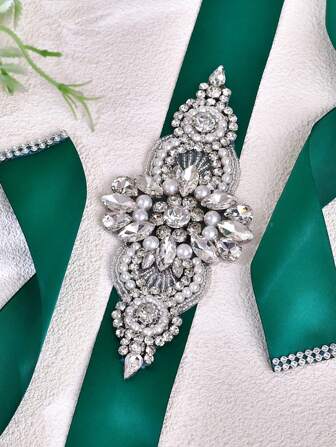 1 件优雅手工水钻装饰婚纱腰带，时尚新娘腰饰，适合晚礼服、舞会礼服