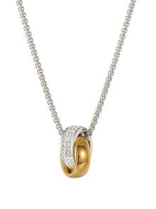 1件嘻哈风格双环吊坠项链，男士奢华水钻不锈钢项链，适合派对和日常佩戴 - 雙環吊墜項鍊 - 查看 11