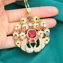 قلادة معلقة مطلية بالذهب عيار 18 قيراط فاخرة ورقيقة مزينة بأحجار الزركونيا متعددة الألوان بتصميم طائر الفينيق - مثالية كهدية لحفلات الزفاف وعيد الحب