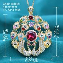 قلادة معلقة مطلية بالذهب عيار 18 قيراط فاخرة ورقيقة مزينة بأحجار الزركونيا متعددة الألوان بتصميم طائر الفينيق - مثالية كهدية لحفلات الزفاف وعيد الحب