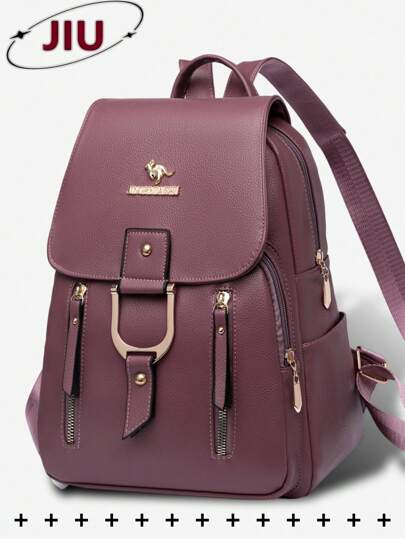 Mochila con solapa de cuero sintético antirrobo, billetera de mujer, bolso de moda multifunción para uso diario, bolso de viaje ligero con múltiples bolsillos y gran capacidad, mochila minimalista conveniente, adecuada para estudiantes, enfermeras, maestros, personas de negocios, viajes, negocios, traslados, compras, oficina, citas, senderismo, entrenamiento, trabajo, regalo de cumpleaños, regalo de vacaciones