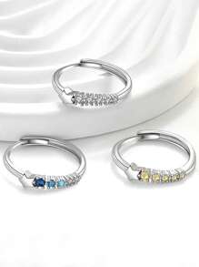 1pc Colorful Zirconia Shooting Star Design Adjustable Fashion Ring, Simple European Style