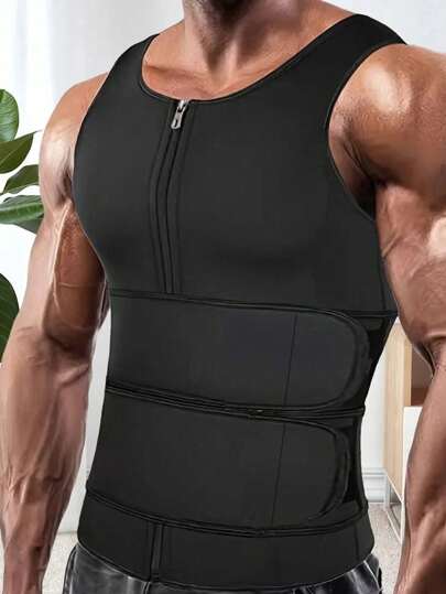 1pc Men's Sports Waist Trainer, 3-Row Hook Breathable Mesh Waist Belt For Daily Wear