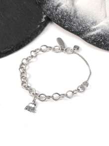1 pieza Único y sencillo collar con colgante de plata de ley 925 con dije en forma de manzana "ABC" para hacer manualidades, joya fina para mujeres como regalo