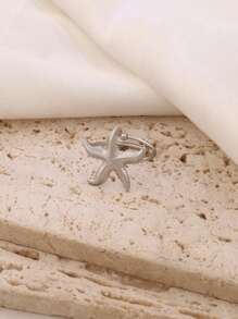 1PC Chic Stainless Steel Starfish Ring For Women 18K Gold Plated Little Sea Star Adjustable Opening Rings Female Summer Beach Daily Jewelry Gifts