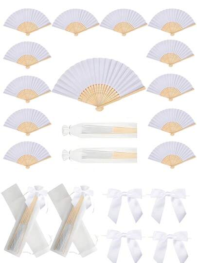 36/18 pezzi Set di ventagli di carta da tenere in mano per matrimoni, ventaglio bianco pieghevole a mano con sacchetto in tulle e fiocco, bomboniera per matrimonio, regalo fai-da-te divertente, decorazione per la casa, adatto come bomboniera per matrimonio, regalo per damigelle, necessità per vacanze, regalo per matrimonio, regalo per insegnanti, addio al celibato, regalo per matrimonio, regalo per l'apprezzamento degli insegnanti, decorazione per la stanza