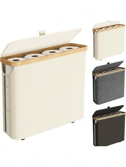 Toilet Paper Basket 28L, Storage With Lid For Bathroom, Free Standing Toilet Paper Organizer,Bathroom Accessories And Storage