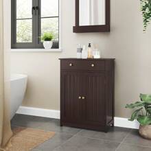 Bathroom Storage Cabinet With Drawer And Double Doors, Free-Standing Organizer With Inner Adjustable Shelf For Living Room, L24xW12xH31.5 In