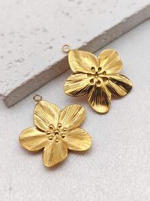 1pc/2pcs/5pcs Elegant Minimal Floral Decor 18K Gold Plated Stainless Steel Necklace Pendants For DIY Jewelry Accessories