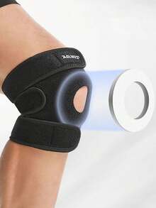 1 pieza Rodillera deportiva AOLIKES, soporte de rodilla ligero y protector para senderismo, actividades al aire libre, baloncesto, fútbol, voleibol, ciclismo - Negro - Ver 1