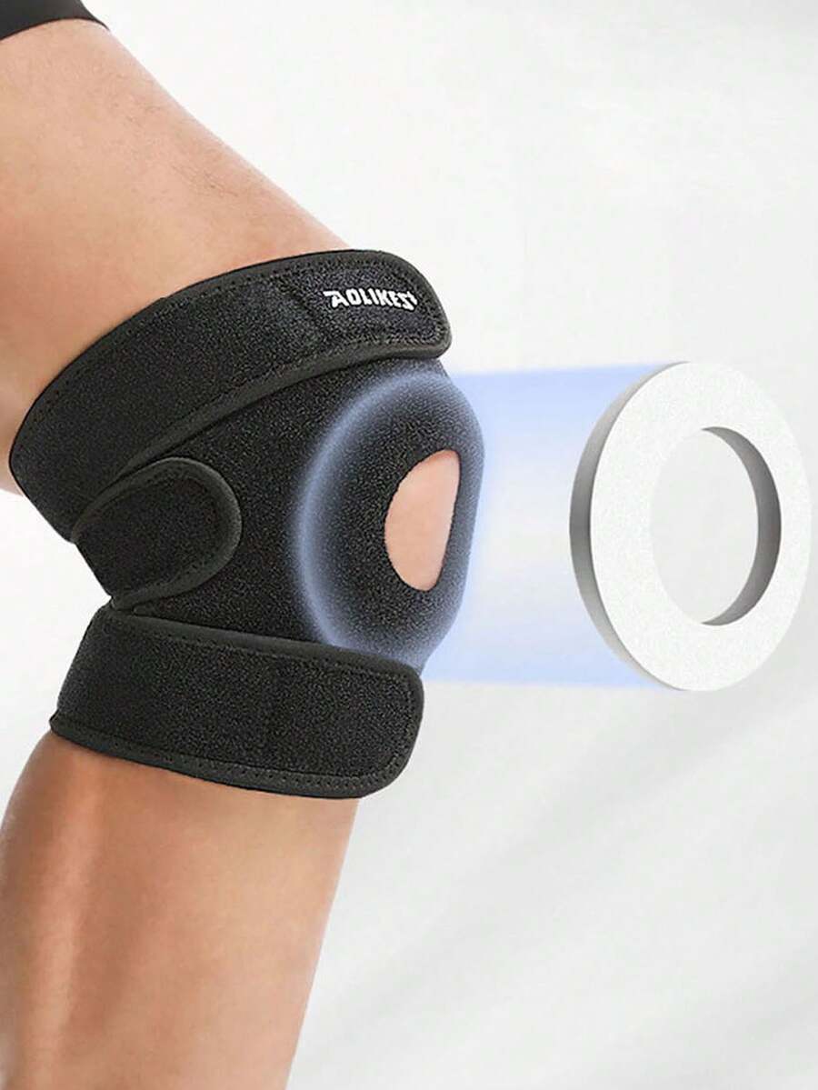 1 pieza Rodillera deportiva AOLIKES, soporte de rodilla ligero y protector para senderismo, actividades al aire libre, baloncesto, fútbol, voleibol, ciclismo - Negro - Ver 1