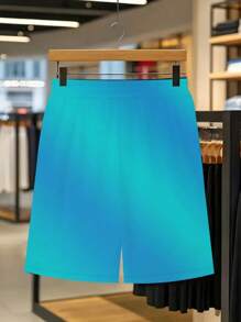 Conjunto de camiseta informal azul degradado y shorts de moda callejera de manga corta con estampado de letras y cordón, talla grande para hombre