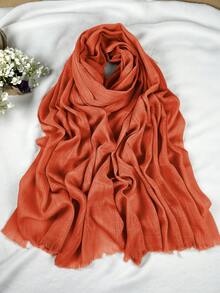 1pc Minimalist Fashionable Elegant Chiffon Scarf, Suitable For Daily Wear, Work, Celebration, Sports, Soft & Breathable UV Protection, Gulf Style Polyester Plain Color Plus Size Long Headscarf For Women For Dress - Khaki - View 7