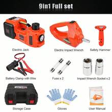 Gato hidráulico portátil con caja de almacenamiento de plástico, 5 toneladas de alta resistencia 12V DC Automotriz coche eléctrico hidráulico piso elevador de garaje y equipos de emergencia de elevación del coche Jack con lámpara LED para SUV MPV Cambie los neumáticos de reparación de garaje, 15,5 cm a 45 cm rango de elevación - Multicolor - Ver 12