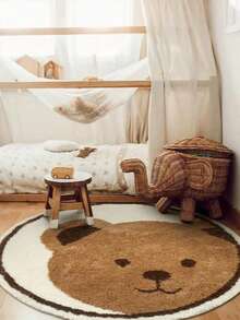 1pc Round Rug Cozy Brown & Cream Bear Face Round Area Rug - Ultra Soft, Comfortable For Bedroom, Living Room, Study, Entryway, Children's Game Room, Room Decor, Nursery As Floor Mat, Cashmere-Like Bedroom Rug Play Mat, Washable & Non-Slip, Rugs For Bedroom, Bedroom Mat - Indoor All-Season Home Decor, Decorative Rugs, Bedside Rug, Circle Rug, House Decor | Bedroom Decor - Multicolor - View 11