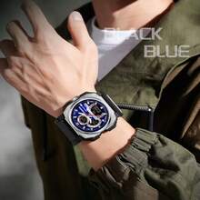 Fashion Simple Men's Watches Classic Hundred Square Electronic Watch Waterproof Multi-Function Pointer Quartz Watchs - Black Gold - View 7