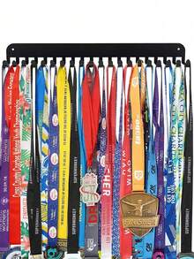 20pcs Wall-Mounted Trophy Display Rack, Medal Holder, Tie Rack, Metal Marathon Medal Hook Organizer For Sports, Running, Exercise Medals And Awards Display - Multicolor - View 7