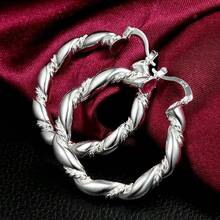 热销新款高品质 925 纯银镀层环形耳环，适合女士时尚派对婚礼首饰，优雅圣诞礼物 - 銀色 - 查看 2