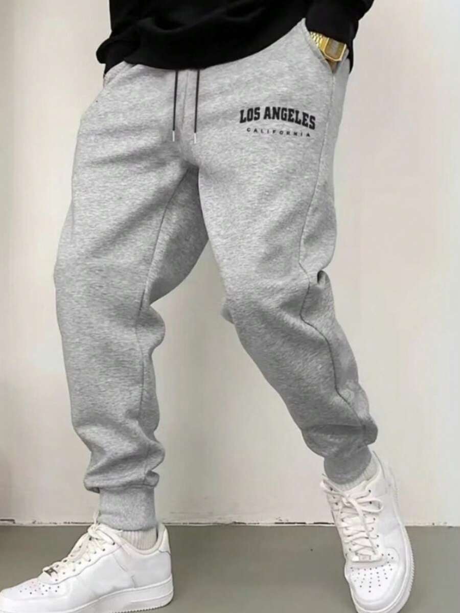 Los Angeles California Unisex Drawstring Pocket Sweatpants - Grey - View 1