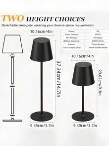 1pc Wireless Touch Control LED Desk Lamp, Height Adjustable, Can Be Used As Bedside Lamp, Reading Lamp, Camping Light, Table Lamp, Battery Lamp, Suitable For Outdoor Use - Multicolor - View 8