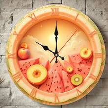 Reloj de pared con diseño de frutas de 10 pulgadas, decoración de cocina caprichosa con movimiento silencioso, perfecto para el ambiente del comedor o cafetería, regalo único para amantes de la comida - Negro - Ver 17