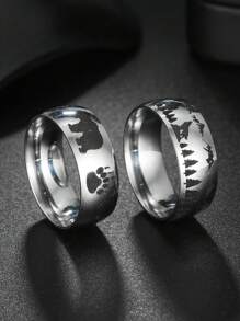 1 Stück Herren einzigartiger geometrischer Edelstahlring