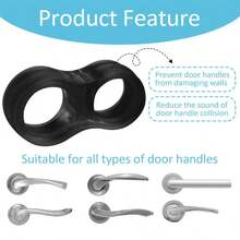 Tatukiko 6/12pcs Transparent PVC Door Handle Bumper Pads, Quiet Door Stoppers, Door Handle Protective Covers, Cushion Buffers - Black - View 3