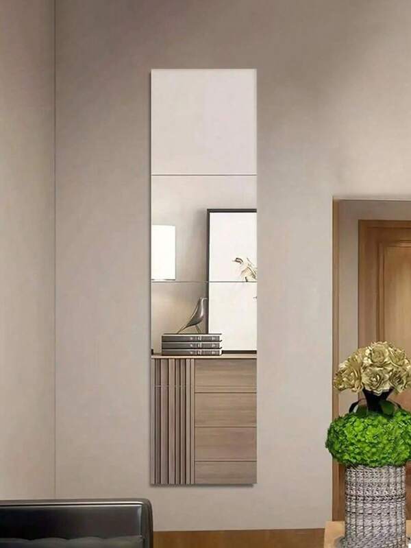 4pcs HD Self Adhesive Acrylic Mirror Sheets, Frameless Flexible Non Glass Mirror Tiles, Mirror Stickers For Home Wall Decor, Suitable For Gym Living Room Bedroom Office,Ideal Gift For Friends And Family. Home Decor Back To School Room Decor School Supplies