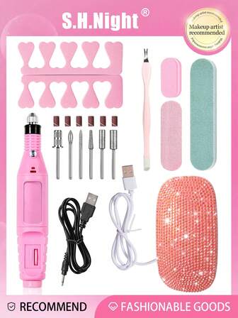 20件套便携式美甲打磨机，粉色迷你老鼠美甲灯美甲烘干机，UV/LED灯，便携式Micro USB电源线，家用凝胶美甲烘干机；7件套专业抛光机，高品质家用美甲足部护理电动打磨机套装，美甲足部打磨设备，专业强力美甲抛光工具；SB Power LED美甲灯 - 便携式，速干美甲工具，适用于专业凝胶指甲油