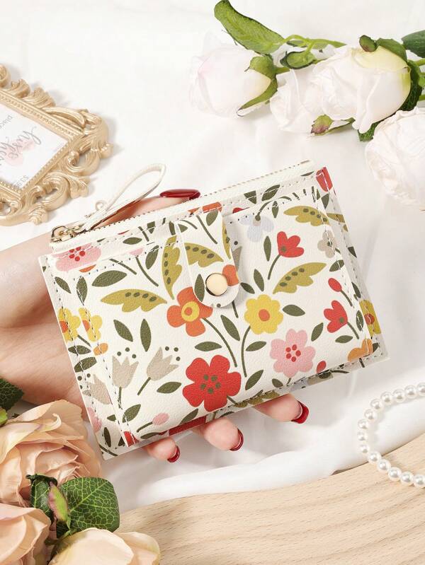 Full Screen With Flower Pattern,Flip Cover Zipper Small Wallet Coin Pocket Small Purse Bifold Slim Women Wallet MiniThin,Lightweight,Multi Layer Portable,ID Card,Money Credit Card Minimalist,Fashion,Modern,Business,For Anniversary,For Christmas,On Valentine Day,For Birthday Gift,For Gift,For Lover For Women,For Girls,For Lady,For Female,Bag School Supplies For School Dorm Room & Back To School
