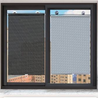 1 stuk intrekbaar zonweringgordijn, keukenzonweringgordijn, geen boren nodig, verduisterend rolgordijn voor op het terras, hittebestendig raamgordijn voor thuis, vacuümzuignapzonwering voor keuken, balkon, woonkamer