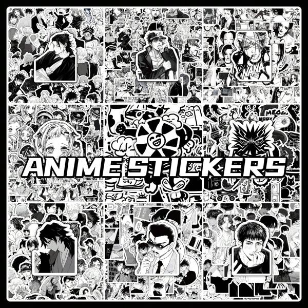bandai 60 Black And White Stickers, Black And White Anime Jujutsu Return Station Notebook Waterproof Decorative Stickers, School Supplies,Back To School
