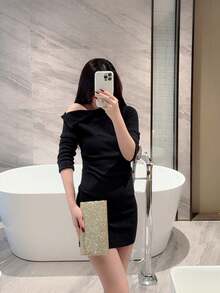 1 حقيبة يد مزركشة معدنية لامعة قابلة للطي، حقيبة مسائية مزينة بتصميم مغلف للأعراس الرومانسية، الحفلات الرسمية، الحفلات، العروس - الذهبي - مشاهدة 11