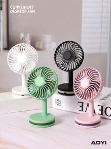 AOYI 1pc 500mAh Rechargeable 3-Speed Adjustable Minimalist Desktop Fan With Charging Cable