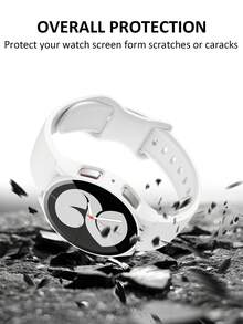 Compatible With Samsung Galaxy Watch Cases 4, 5, 6, And 7 (44mm And 40mm). Features A 2-In-1 Case With A Shock-Resistant And Scratch-Resistant Hard PC Material And Tempered Glass Screen Protector. Unisex, Stylish And Sporty, Easy To Wear, And With Sensitive Touch. - White - View 3