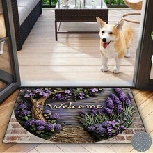 1PC All-Season Lavender Welcome Mat, Non-Slip Bottom Door Rug, Bathroom Mat, Suitable For Entrance Door, Bedroom, Kitchen, Bathroom Door - Multicolor - View 9