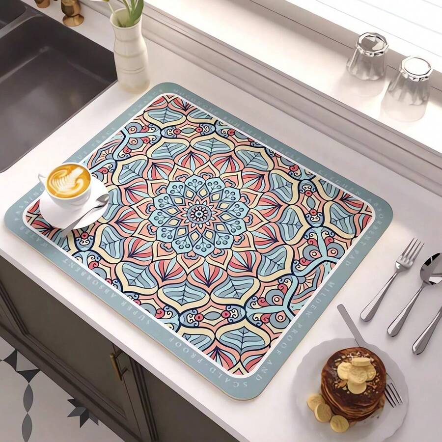 厨房沥水垫、防水台面吸水桌垫、防滑隔热餐垫、炉灶垫、咖啡机垫 - 彩色 - 查看 1