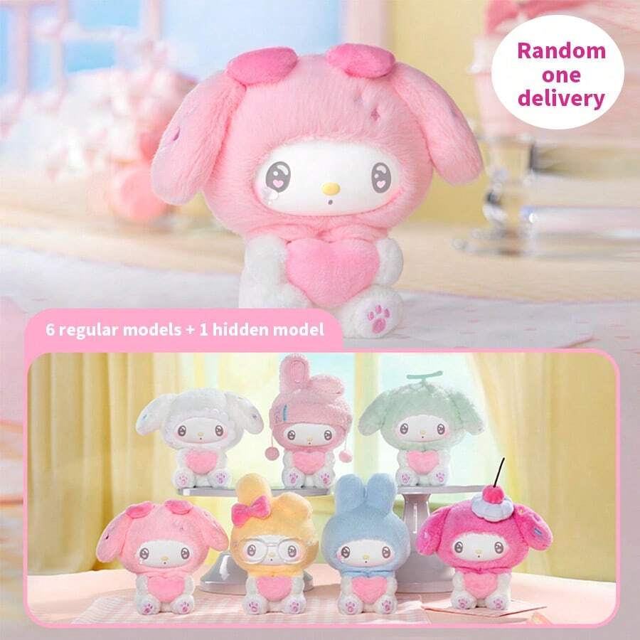 Miniso Sanrio Melody 50th Anniversary Candy Series Vinyl Plush Blind Box, Toffee Theme, Acrylic Listing, Various Accessories, Love Shape Hanging Buckle Can Hang Bags, Perfect Birthday Gift (1 PC, Random Delivery)