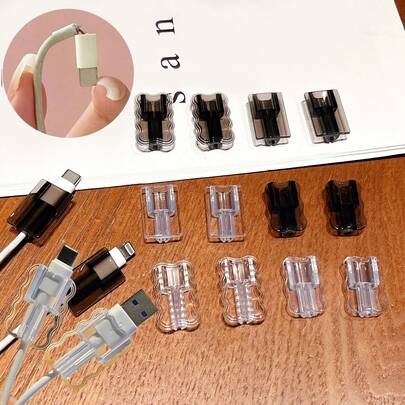 1件/5件/10件苹果充电线保护套[安卓USB+Type-C线保护套]，防缠绕线缆管理充电器配件，手机配件