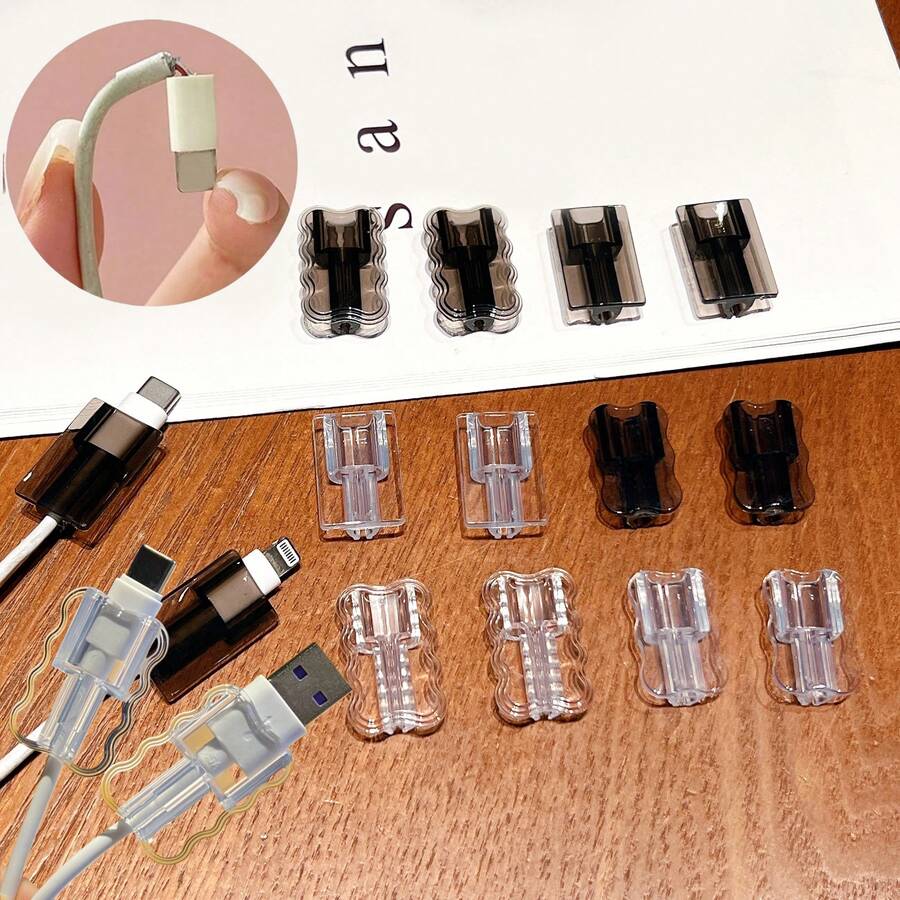 1件/5件/10件苹果充电线保护套[安卓USB+Type-C线保护套]，防缠绕线缆管理充电器配件，手机配件