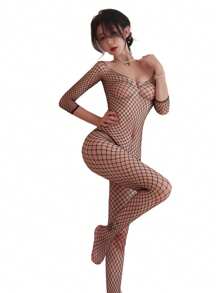 Sexy Lingerie Sheer Mesh Cutout Bodysuit - Transparent Lace Lingerie Set For Women Stretchy Fishnet