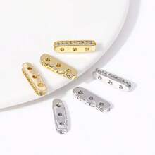 18K Gold Plated Inlaid Zirconia Beads Spacer, 3 Holes Separators For Beads, DIY Beading Jewellery Making Components