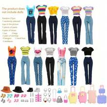 27 件随机娃娃衣服和配饰套装，适合 11 英寸娃娃，包括 5 件上衣、5 条裤子、4 双鞋子、1 顶帽子、2 个耳环、4 个衣架、3 条项链、2 个包、1 个旅行包（款式和颜色随机），不包括娃娃，适合年轻人的绝佳礼物，派对礼品套装 - 11.5吋娃娃配件 - 查看 3